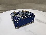 Fortok Mini Lady Dior Bag Metallic Lambskin and Celestial Blue Satin Embroidered with Beads 17-15-7cm - 5