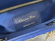 Fortok Mini Lady Dior Bag Metallic Lambskin and Celestial Blue Satin Embroidered with Beads 17-15-7cm - 3