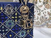 Fortok Mini Lady Dior Bag Metallic Lambskin and Celestial Blue Satin Embroidered with Beads 17-15-7cm - 2