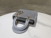 Fortok Dior Medium Lady Dior Bag Grey Calfskin with Fishnet Embroidery in Metal Beads 20 x 16.5 x 8 cm - 6