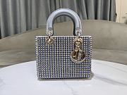 Fortok Dior Medium Lady Dior Bag Grey Calfskin with Fishnet Embroidery in Metal Beads 20 x 16.5 x 8 cm - 5