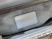 Fortok Dior Medium Lady Dior Bag Grey Calfskin with Fishnet Embroidery in Metal Beads 20 x 16.5 x 8 cm - 4