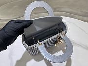 Fortok Dior Medium Lady Dior Bag Grey Calfskin with Fishnet Embroidery in Metal Beads 20 x 16.5 x 8 cm - 3