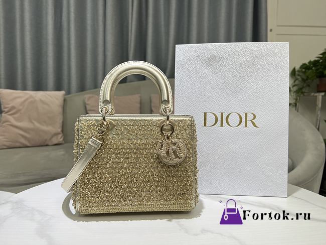 Fortok Dior Lady Dior Embroidered With Gold Details 24 x 20 x 11cm - 1