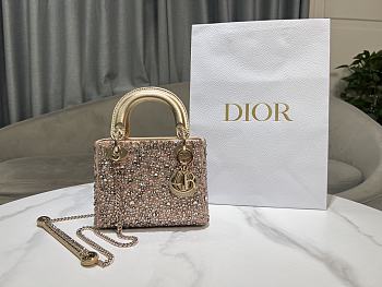 Fortok Dior Lady Dior Gold Embroidered with Beads 17 x 15 x 7 cm