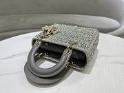 Fortok Dior Small Dior Bag Grey Smooth Calfskin And Satin With Bead Embroidery 20 x 16.5 x 8cm - 3