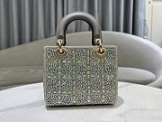 Fortok Dior Small Dior Bag Grey Smooth Calfskin And Satin With Bead Embroidery 20 x 16.5 x 8cm - 4