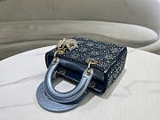 Fortok Dior Small Dior Bag Blue Smooth Calfskin And Satin With Bead Embroidery 20 x 16.5 x 8cm - 3