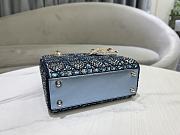 Fortok Dior Small Dior Bag Blue Smooth Calfskin And Satin With Bead Embroidery 20 x 16.5 x 8cm - 4