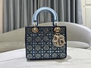 Fortok Dior Small Dior Bag Blue Smooth Calfskin And Satin With Bead Embroidery 20 x 16.5 x 8cm - 6