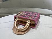 Fortok Dior Small Dior Bag Pink Smooth Calfskin And Satin With Bead Embroidery 20 x 16.5 x 8cm - 6