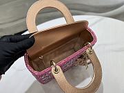 Fortok Dior Small Dior Bag Pink Smooth Calfskin And Satin With Bead Embroidery 20 x 16.5 x 8cm - 3