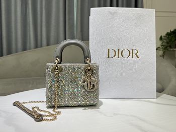 Fortok Dior Small Dior Bag Green Smooth Calfskin And Satin With Bead Embroidery 20 x 16.5 x 8cm