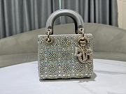 Fortok Dior Small Dior Bag Green Smooth Calfskin And Satin With Bead Embroidery 20 x 16.5 x 8cm - 6