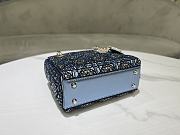 Fortok Dior Small Dior Bag Blue Smooth Calfskin And Satin With Bead Embroidery 17×15×7cm - 5