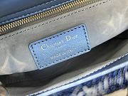 Fortok Dior Small Dior Bag Blue Smooth Calfskin And Satin With Bead Embroidery 17×15×7cm - 4