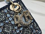 Fortok Dior Small Dior Bag Blue Smooth Calfskin And Satin With Bead Embroidery 17×15×7cm - 3