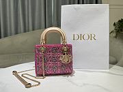 Fortok Dior Small Dior Bag Pink Smooth Calfskin And Satin With Bead Embroidery 17×15×7cm - 1
