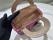 Fortok Dior Small Dior Bag Pink Smooth Calfskin And Satin With Bead Embroidery 17×15×7cm - 6