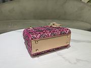 Fortok Dior Small Dior Bag Pink Smooth Calfskin And Satin With Bead Embroidery 17×15×7cm - 4