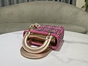 Fortok Dior Small Dior Bag Pink Smooth Calfskin And Satin With Bead Embroidery 17×15×7cm - 3