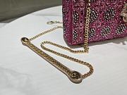 Fortok Dior Small Dior Bag Pink Smooth Calfskin And Satin With Bead Embroidery 17×15×7cm - 2