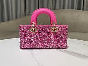 Fortok Dior Small D-Joy Bag Pink Smooth Calfskin And Satin With Bead Embroidery 22 x 12 x 6 cm - 2