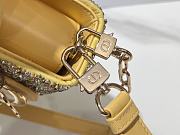 Fortok Dior Small D-Joy Bag Yellow Smooth Calfskin And Satin With Bead Embroidery 22 x 12 x 6 cm - 6