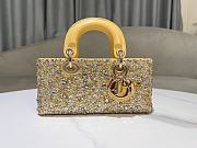 Fortok Dior Small D-Joy Bag Yellow Smooth Calfskin And Satin With Bead Embroidery 22 x 12 x 6 cm - 2