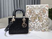 Fortok Dior Small Lady Bag Black Smooth Calfskin And Satin With Bead Embroidery 20 x 17 x 8 cm - 1