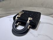 Fortok Dior Small Lady Bag Black Smooth Calfskin And Satin With Bead Embroidery 20 x 17 x 8 cm - 4
