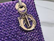 Fortok Dior Small Lady Bag Purple Smooth Calfskin And Satin With Bead Embroidery 20 x 17 x 8 cm - 3