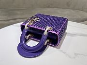 Fortok Dior Small Lady Bag Purple Smooth Calfskin And Satin With Bead Embroidery 20 x 17 x 8 cm - 2