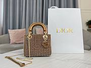 Fortok Dior Mini Lady Dior Bag Square-motif Embroidery Set with Pink Strass and White Round Beads 17 x 15 x 7 cm - 1