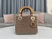 Fortok Dior Mini Lady Dior Bag Square-motif Embroidery Set with Pink Strass and White Round Beads 17 x 15 x 7 cm - 6
