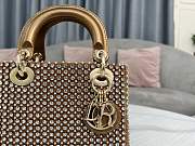 Fortok Dior Mini Lady Dior Bag Square-motif Embroidery Set with Pink Strass and White Round Beads 17 x 15 x 7 cm - 5