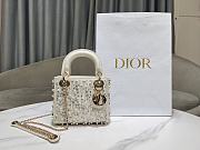 Fortok Dior Mini Lady Dior Bag Square-motif Embroidery Set with White Strass and Round Beads 17 x 15 x 7 cm - 1