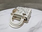 Fortok Dior Mini Lady Dior Bag Square-motif Embroidery Set with White Strass and Round Beads 17 x 15 x 7 cm - 5