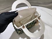 Fortok Dior Mini Lady Dior Bag Square-motif Embroidery Set with White Strass and Green Round Beads 17 x 15 x 7 cm - 6