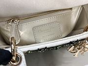 Fortok Dior Mini Lady Dior Bag Square-motif Embroidery Set with White Strass and Green Round Beads 17 x 15 x 7 cm - 4