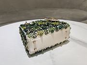 Fortok Dior Mini Lady Dior Bag Square-motif Embroidery Set with White Strass and Green Round Beads 17 x 15 x 7 cm - 3