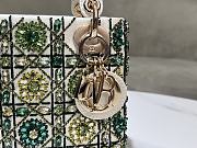 Fortok Dior Mini Lady Dior Bag Square-motif Embroidery Set with White Strass and Green Round Beads 17 x 15 x 7 cm - 2