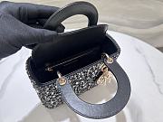 Fortok Dior Mini Lady Dior Bag Square-motif Embroidery Set with Black Strass and White Round Beads 20 x 16.5 x 8 cm - 6