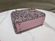 Fortok Dior Mini Lady Dior Bag Square-motif Embroidery Set with Pink Strass and Round Beads 20 x 16.5 x 8 cm - 6