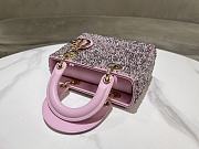Fortok Dior Mini Lady Dior Bag Square-motif Embroidery Set with Pink Strass and Round Beads 20 x 16.5 x 8 cm - 5