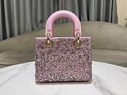 Fortok Dior Mini Lady Dior Bag Square-motif Embroidery Set with Pink Strass and Round Beads 20 x 16.5 x 8 cm - 3