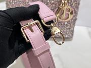 Fortok Dior Mini Lady Dior Bag Square-motif Embroidery Set with Pink Strass and Round Beads 20 x 16.5 x 8 cm - 2