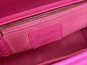 Fortok Dior Mini Lady Dior Bag Square-motif Embroidery Set with Fuchsia Strass and Round Beads 20 x 16.5 x 8 cm - 4