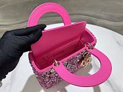 Fortok Dior Mini Lady Dior Bag Square-motif Embroidery Set with Fuchsia Strass and Round Beads 20 x 16.5 x 8 cm - 2