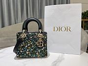 Fortok Dior Mini Lady Dior Bag Square-motif Embroidery Set with Black Strass and Green Tree Details 20 x 16.5 x 8 cm - 1